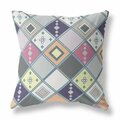 Palacedesigns 16 in. Tile Indoor & Outdoor Zippered Throw Pillow Beige & Pink PA3102742